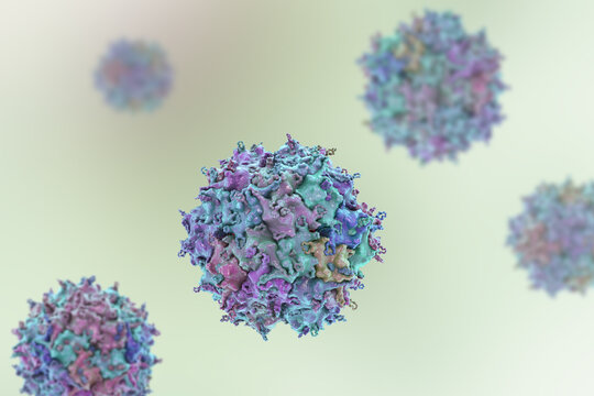 Adeno-associated virus virion, 3D illustration