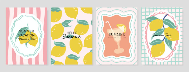 Italy summer party invitation card vector. Italian poster with lemon, leaves, lobster, wine, cheese, tomato, crab, shell in line art. Design for wedding card, greeting card, cover, poster. © babeer
