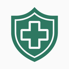 Obraz premium First aid kit icon with red cross medical symbol emergency health illustration