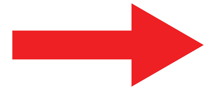 Red arrow icon. long arrow icon pointing to Right side. Red long arrow icon . long arrow icon isolated on white background .Art & Illustration. Long direction arrow icon in flat style.