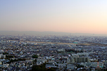 Obraz premium 高台から見た池田市内夕景
