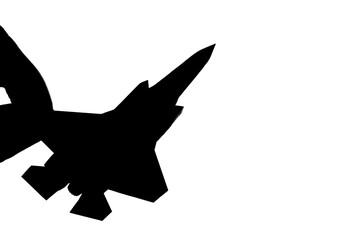 反戦、シルエットのジェット戦闘機