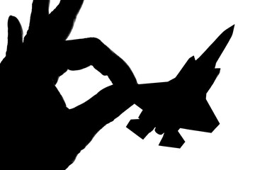 反戦、シルエットのジェット戦闘機