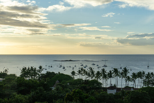 The Costa Rica coastline at sunset.