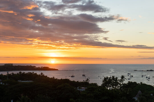 The Costa Rica coastline at sunset.