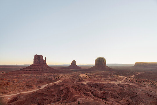Wide panoramic view of Monument Valley Arizona