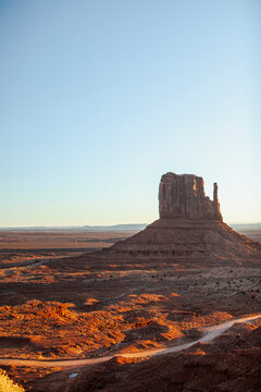 Vertical view of Monument Valley mitten formation
