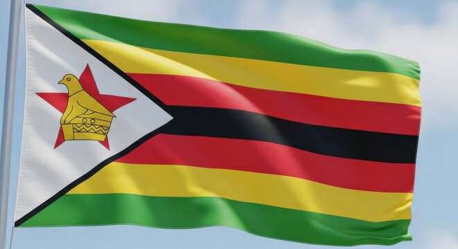 Zimbabwe Flag Against Clear Sky