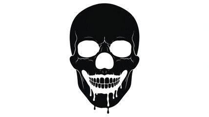 Obraz premium Black grinning skull with dripping paint and clown nose