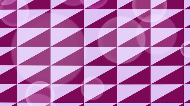 Abstract Geometric Pattern with Triangles and Circles in Shades of Purple and Pink.