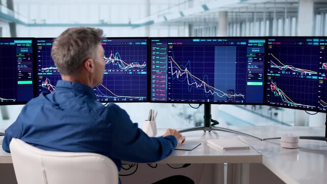Senior Broker Analyzing Stock Market Data