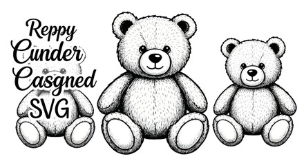 Hand-drawn Teddy Bear Illustrations, Cute Stuffed Animals, Vintage Style © mus