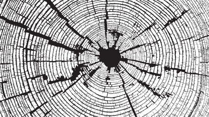Cross-section of a tree trunk, annual growth rings pattern vector illustration © PanzaDesign
