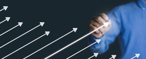 Businessman plan the growth. Business competition and successful.
