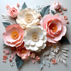 Elegant Paper Flower Arrangement - A Delicate Floral Composition.
