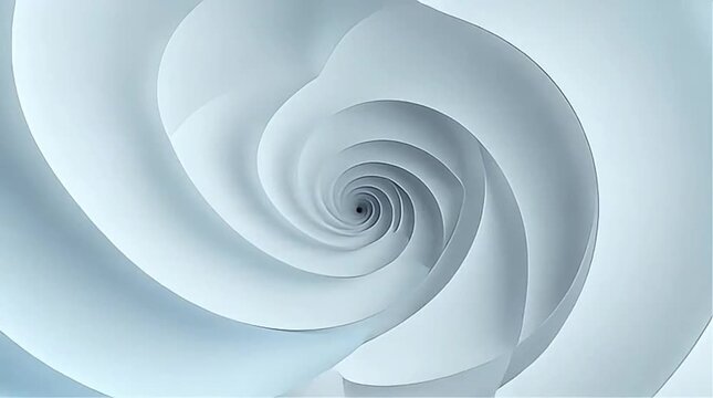 Abstract spiraling tunnel of layered white and grey minimalist sheets