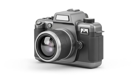 Fototapeta premium Professional camera with lens and accessories on a white background