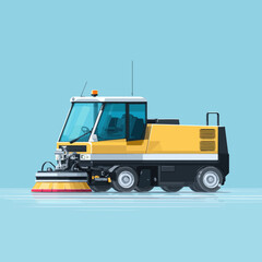Naklejka premium Yellow Ice Rink Resurfacer Vehicle Performing Maintenance