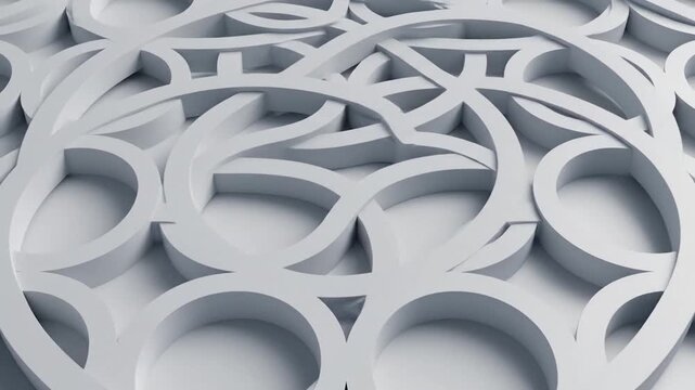 Abstract white interlocking circles create a seamless geometric pattern