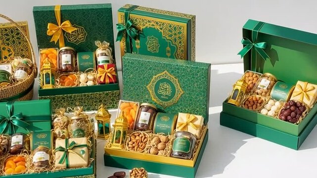Luxurious Ramadan gift boxes and baskets filled with dates and sweets