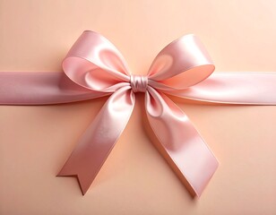 Elegant Pink Ribbon Bow on a Soft Peach Background.
