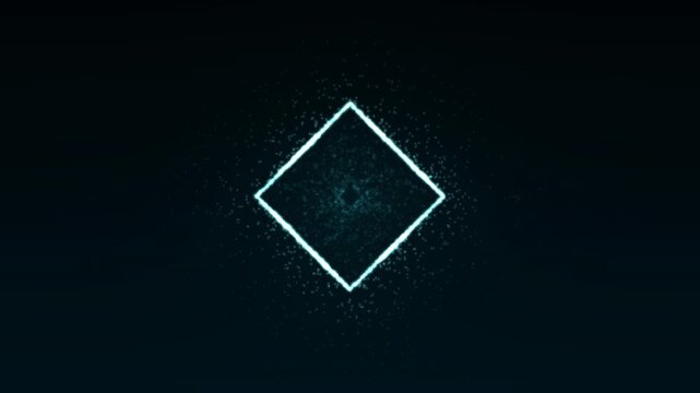 Glowing diamond floats amid particles on dark blue gradient