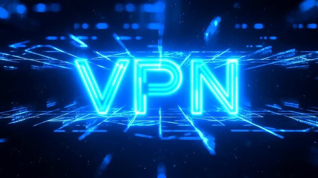 Digital network reveal: glowing vpn connectivity animation with futuristic cyber elements