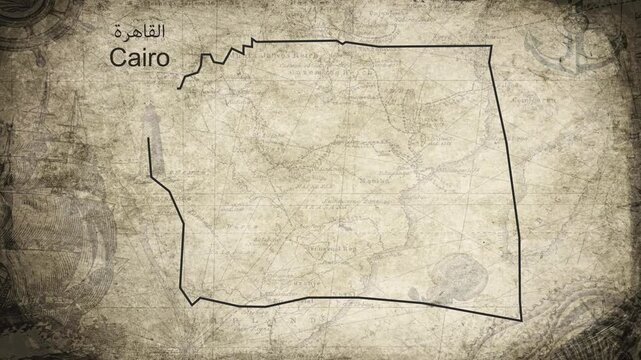 Cairo Governorate Egypt map drawn on a cartography background sheet of paper