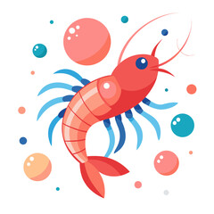 Stylized Krill Illustration Isolated on Transparent Background