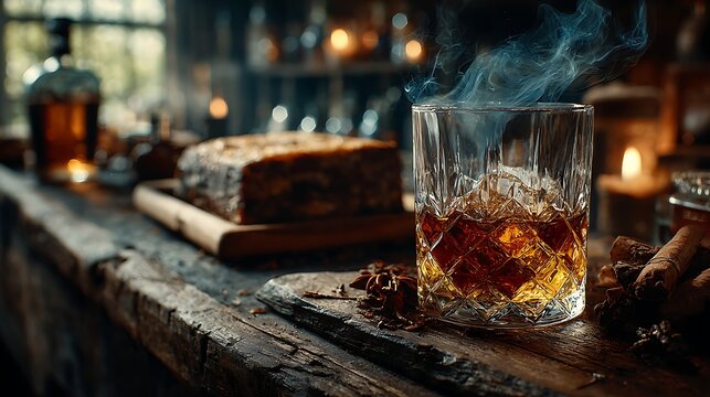 Craft whiskey and mezcal pairing on moody bar wallpapers