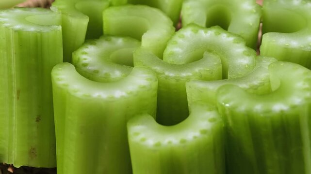 Chopped green celery in a small basket