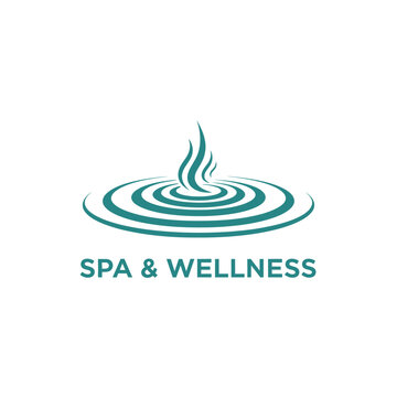 Serene Spa Scene with Ripples and Wellness Logo Illustration