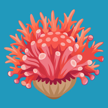 Vibrant Red Coral Polyp Underwater Scene