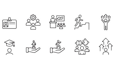 Obraz premium Education and Graduation Vector Icon Set – School, Teaching, and Learning Silhouettes