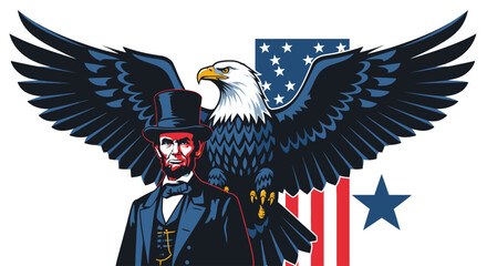 Abraham Lincoln with American Eagle Illustration.