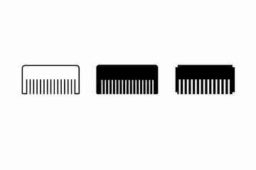 Three minimalist black and white comb icons in different designs