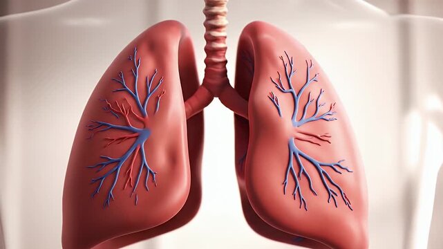 Human Lungs Anatomy Medical Respiratory System Internal Organs Detailed Close Up With Branching Veins And Arteries