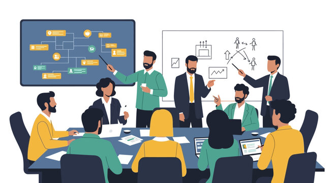 Business Meeting Team Collaboration Strategy Discussion.