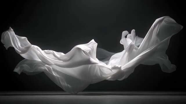 A dramatic black and white photograph of a dynamic, abstract sculpture
