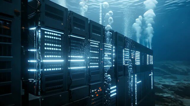 Underwater Data Center Servers Emitting Bubbles for Cooling