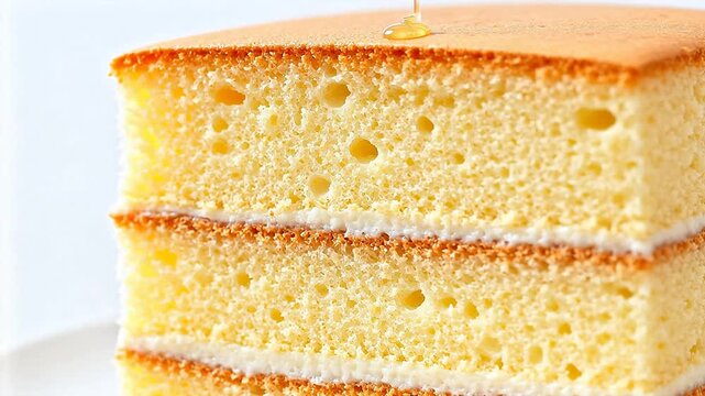 Layered sponge cake slice