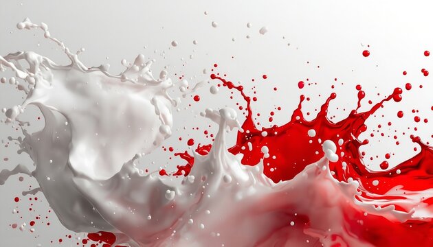 A vibrant splash of red and white liquid on a transparent background