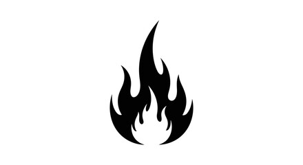 A stylized black flame illustration against a plain white background representing heat and energy high quality