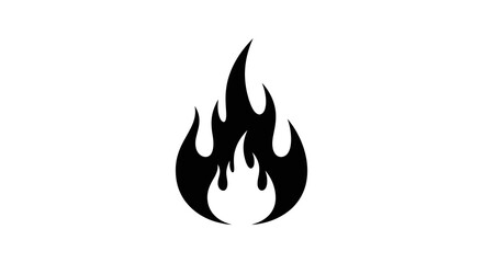 A stylized black silhouette of a flame depicting fire and heat with sharp jagged edges