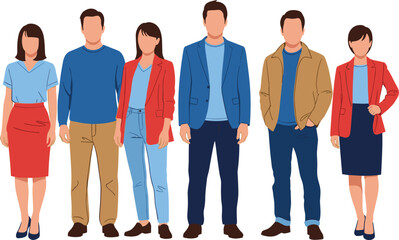 Professional diverse business team standing together in smart casual office attire, multicultural coworkers group portrait for corporate success concept