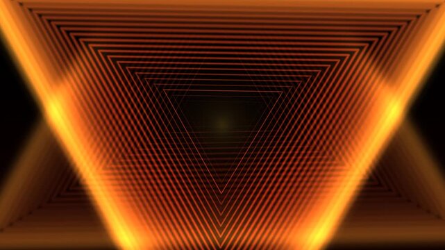 Triangular tunnel glows, concentric lines recede into abstract motion