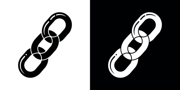 Black and white chain links on split background symbol
