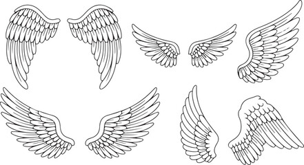 wings bird wing motif set monochrome © AIcon Star