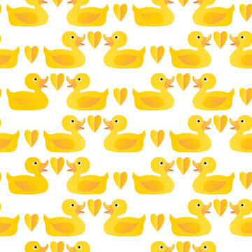 Gelbe Ente, nahtloses Muster f&uuml;r Papier, Textilien oder Print