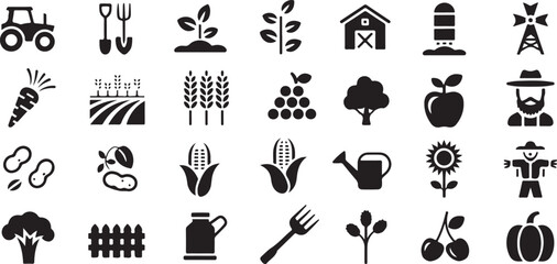 agriculture icons cultivation harvest plants farmer vector set © AIcon Star